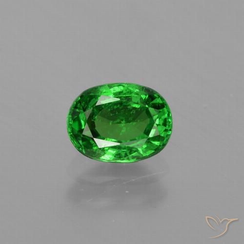0.99ct طبيعي أخضر متوسط عقيق تسافوريت, بيضوي, VS-SI