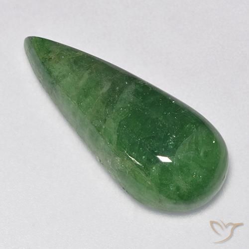 10.89ct طبيعي أخضر ترابى عقيق تسافوريت, شكل الكمثرى, نصف شفاف