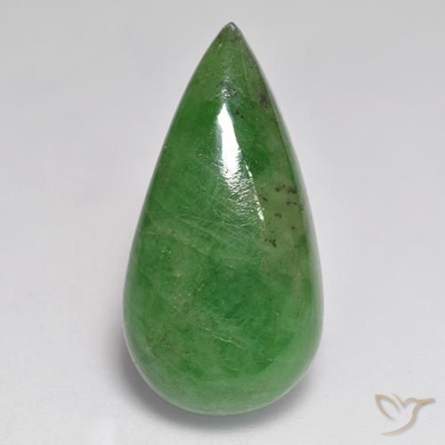 12.84ct طبيعي أخضر متوسط عقيق تسافوريت, شكل الكمثرى, نصف شفاف