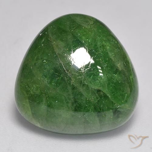 15.24ct طبيعي أخضر داكن-متوسط عقيق تسافوريت, مثلثى, نصف شفاف