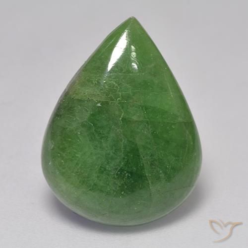 9.99ct طبيعي أخضر متوسط عقيق تسافوريت, شكل الكمثرى, نصف شفاف