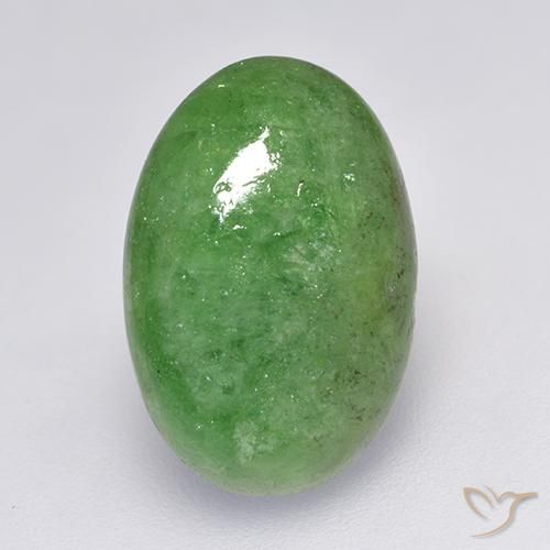 8.01ct طبيعي الأخضر الغامق عقيق تسافوريت, بيضوي, نصف شفاف