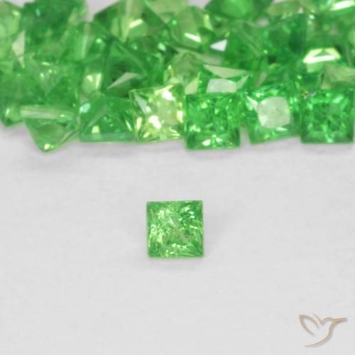 0.08ct طبيعي أخضر حيوي عقيق تسافوريت, مربع, SI