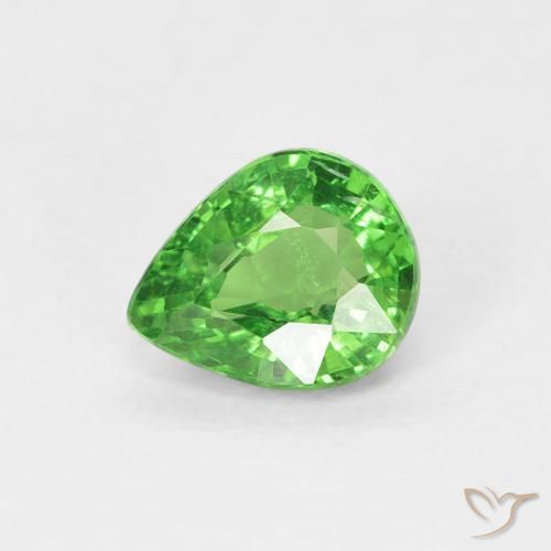 0.79ct طبيعي أخضر كهربائى عقيق تسافوريت, شكل الكمثرى, قليلا جدا