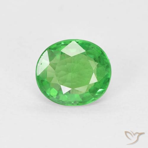 0.76ct طبيعي اخضر زاهى عقيق تسافوريت, بيضوي, قليلا جدا