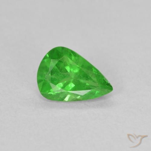 0.69ct طبيعي أخضر كهربائى عقيق تسافوريت, شكل الكمثرى, VS-SI