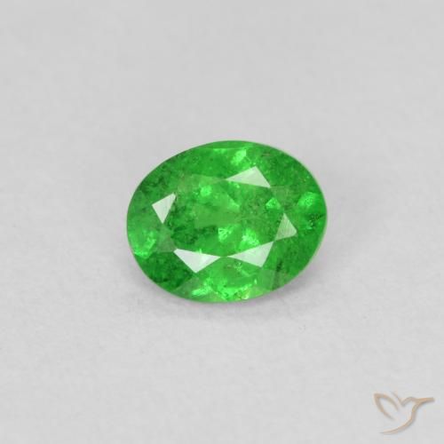 0.74ct طبيعي أخضر متوسط عقيق تسافوريت, بيضوي, VS-SI