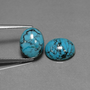 أحجار فيروزي أزرق طبيعية، قصة بيضاوى، غير شفاف، وزنها  قيراط