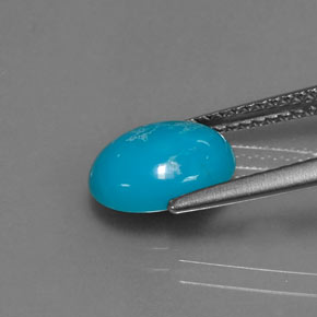 فيروزي أزرق طبيعي، قصة بيضاوى، 1.61 قيراط، غير شفاف