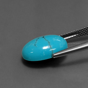 فيروزي أزرق طبيعي، قصة بيضاوى، 3.67 قيراط، غير شفاف