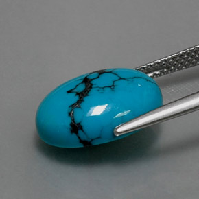 فيروزي أزرق طبيعي، قصة بيضاوى، 3.89 قيراط، غير شفاف