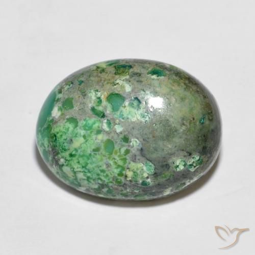 6.49ct طبيعي التفاح الأخضر فيروز, بيضوي, غير شفاف