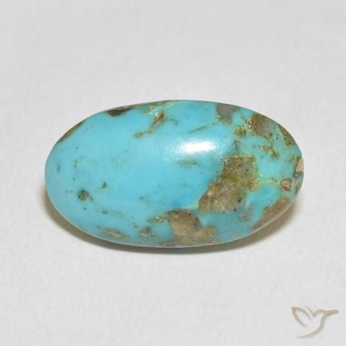 13.63ct طبيعي أزرق مخضر متوسط فيروز, بيضوي, غير شفاف