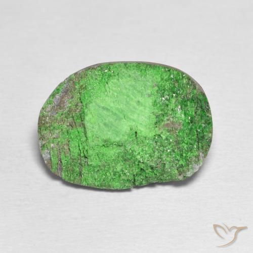 14.79ct طبيعي أخضر متوسط عقيق يوفاروفيت دروسى, بيضوي, غير شفاف