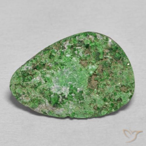 10.92ct طبيعي الأخضر الغامق عقيق يوفاروفيت دروسى, فانسى, غير شفاف