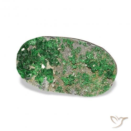 عقيق يوفاروفيت دروسى Deep Earthy Green طبيعي، بيضوي، 7.91 قيراط، غير شفاف