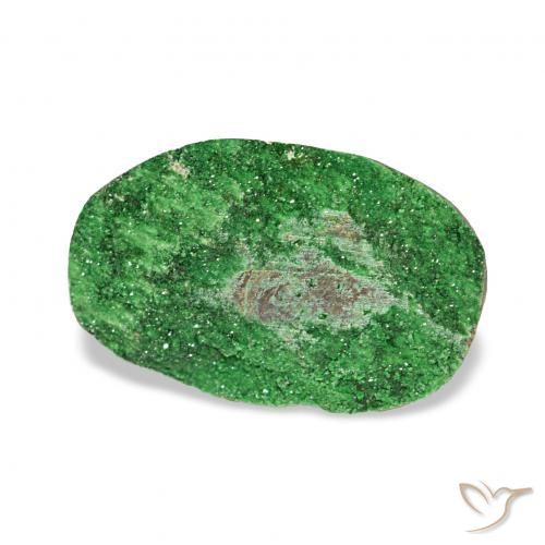 عقيق يوفاروفيت دروسى Deep Earthy Green طبيعي، بيضوي، 5.69 قيراط، غير شفاف