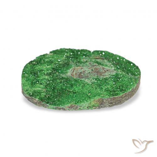 عقيق يوفاروفيت دروسى Deep Earthy Green طبيعي، بيضوي، 5.69 قيراط، غير شفاف