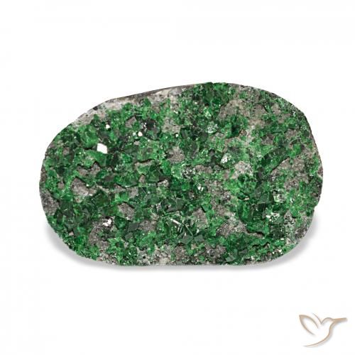 15.06ct أخضر عقيق يوفاروفيت دروسى, بيضوي, غير شفاف