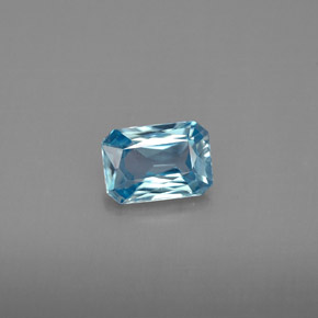 زركون طبيعي بلون أزرق، وزن ‎1.19‎ قيراط، شكل قص الزمرد، مقاس ‎7x4.9‎ مم