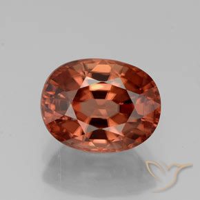 3.38ct طبيعي أحمر متوسط زركون, بيضوي, VVS