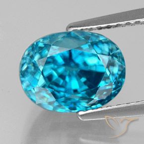 6.30ct طبيعي أزرق زركون, بيضوي, VVS