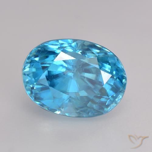 3.66ct طبيعي أزرق متوسط زركون, بيضوي, قليلا جدا