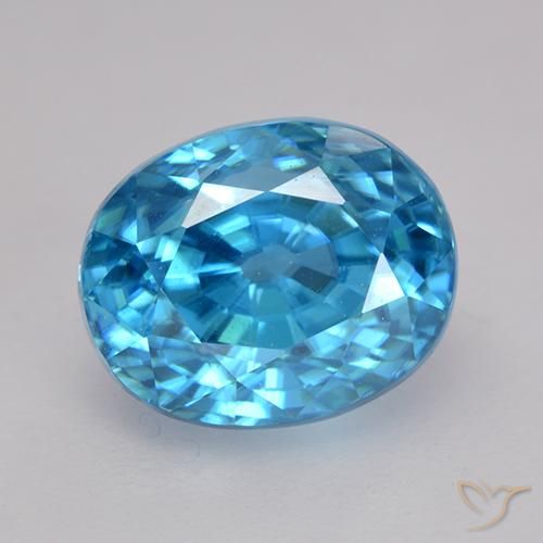 3.79ct طبيعي أزرق متوسط زركون, بيضوي, VVS