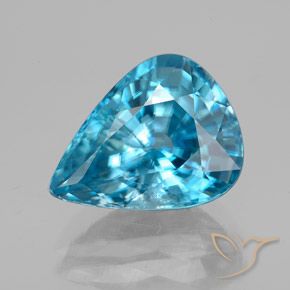 5.75ct طبيعي أزرق متوسط زركون, شكل الكمثرى, قليلا جدا