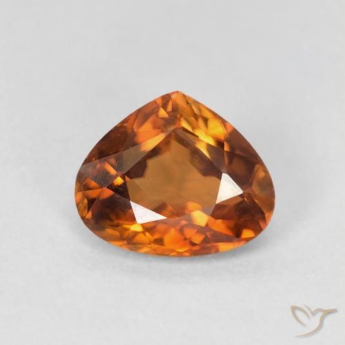 1.57ct طبيعي برتقالى غامق زركون, شكل الكمثرى, VVS-VS, Photo A