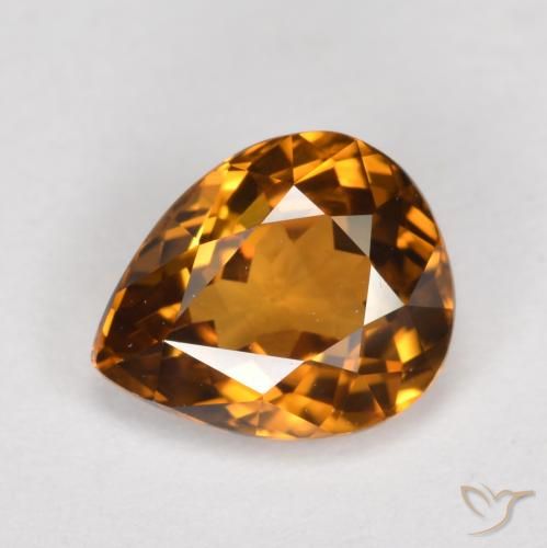 1.68ct طبيعي برتقالى غامق زركون, شكل الكمثرى, VVS