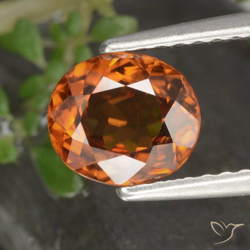 1.49ct طبيعي برتقالى غامق زركون, بيضوي, قليلا جدا