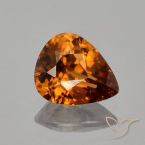 1.98ct طبيعي برتقالى داكن-متوسط زركون, شكل الكمثرى, VVS-VS