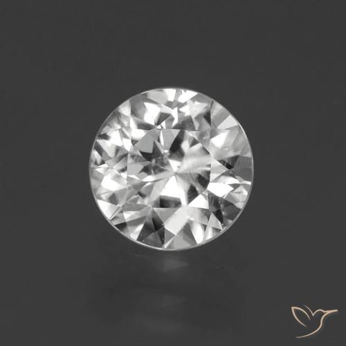 1.33ct طبيعي أبيض شفاف زركون, دائري, قليلا جدا