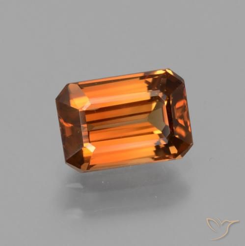 1.62ct طبيعي برتقالى متوسط زركون, قص الزمرد, قليلا جدا