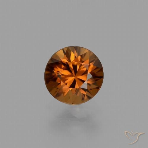 1.43ct طبيعي برتقالى بنى غامق زركون, دائري, VVS-VS
