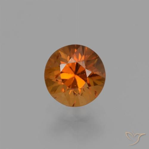 1.38ct طبيعي برتقالى داكن-متوسط زركون, دائري, VVS-VS