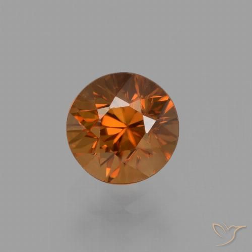 1.43ct طبيعي برتقالى داكن-متوسط زركون, دائري, VVS-VS