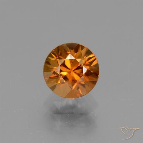 1.52ct طبيعي برتقالى مصفر زركون, دائري, VVS-VS