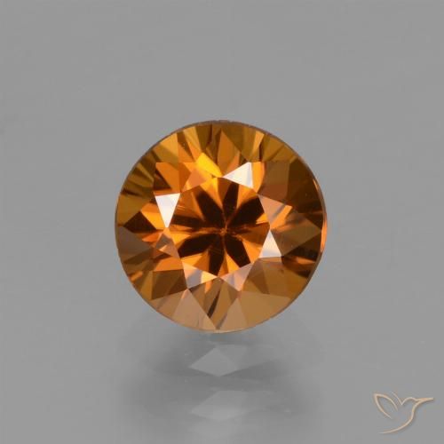 1.75ct طبيعي برتقالى داكن-متوسط زركون, دائري, VVS
