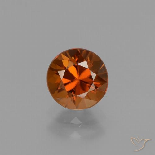 1.61ct طبيعي برتقالى غامق زركون, دائري, VVS-VS