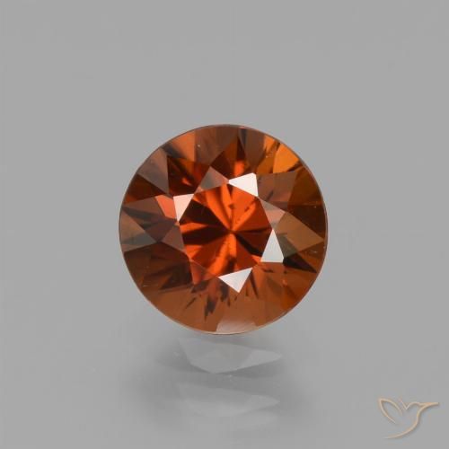 1.56ct طبيعي برتقالى محمر زركون, دائري, VVS-VS