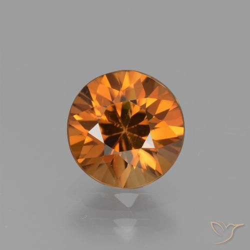 1.57ct طبيعي برتقالى بنى زركون, دائري, قليلا جدا