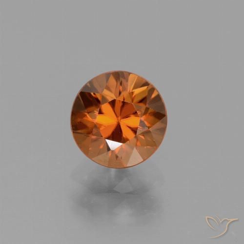 1.60ct طبيعي برتقالى غامق زركون, دائري, VVS-VS