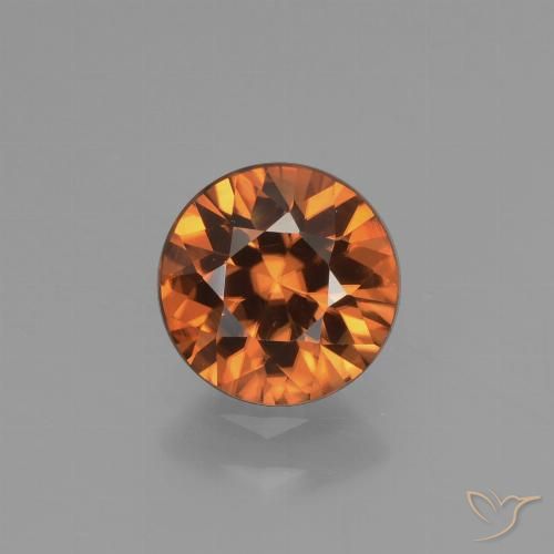 1.50ct طبيعي برتقالى متوسط زركون, دائري, VVS-VS