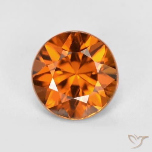 1.36ct طبيعي برتقالى داكن زركون, دائري, قليلا جدا