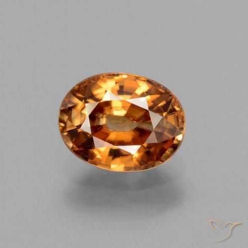 2.14ct طبيعي برتقالى داكن-متوسط زركون, بيضوي, VVS-VS