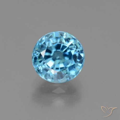 3.16ct طبيعي أزرق سماوى غامق زركون, دائري, قليلا جدا