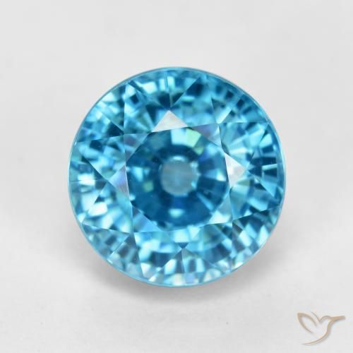 5.73ct طبيعي أزرق زركون, دائري, VVS-VS