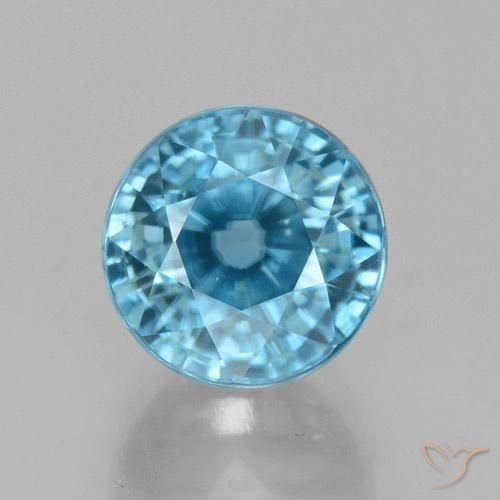 4.84ct طبيعي أزرق متوسط زركون, دائري, VVS